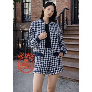 ZARA Houndstooth Co-Ord Set Jacket High Waisted Shorts NWT